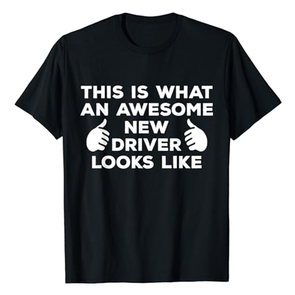 Adult Unisex Driver's License Passed New Driver Black Short Sleeve T-shirt Outfits Top Costume