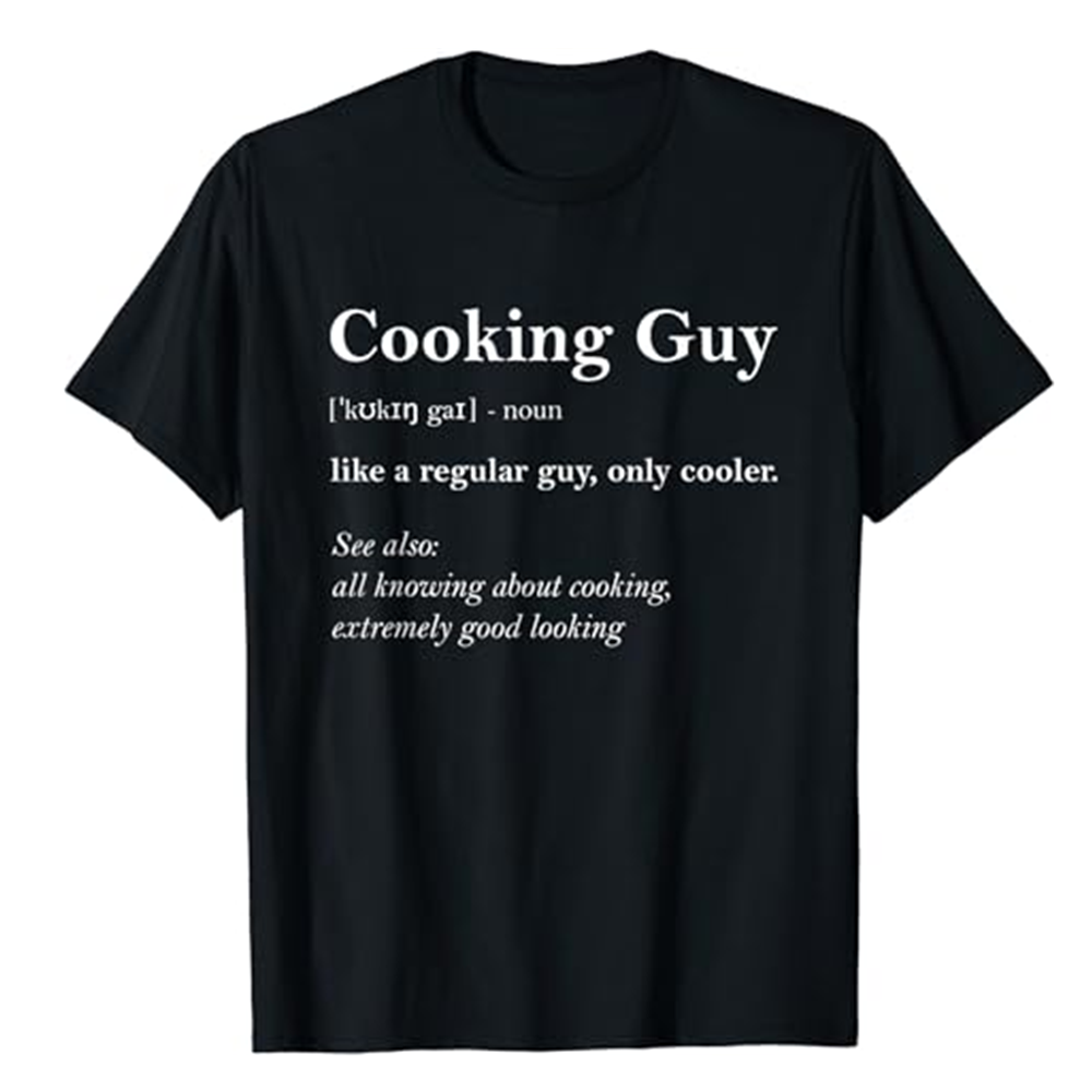 Adult Unisex Cooking Guy Definition Funny Cooking Food Lover Black Short Sleeve T-shirt Costume