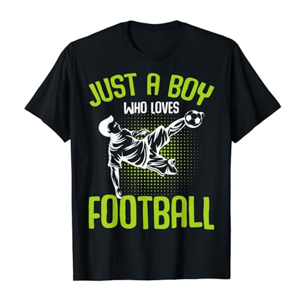 Adult Unisex Just A Boy Who Loves Football Black T-shirt Costume