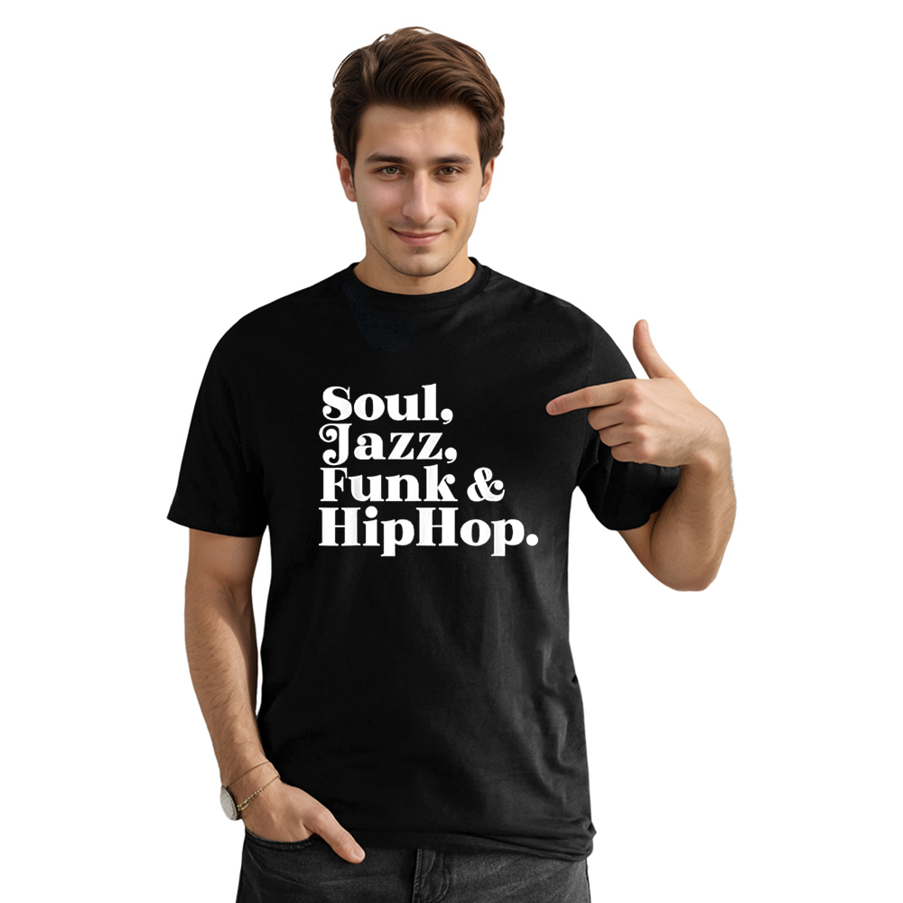 Adult Unisex Soul Jazz Funk Hip Hop Music Festival Black T-shirt Costume