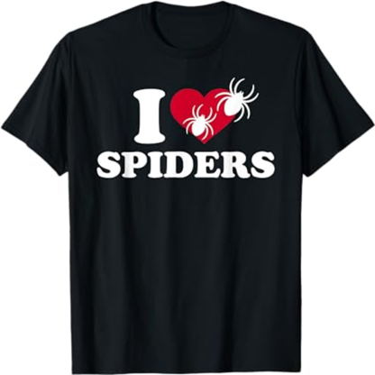 Adult Unisex I Love Spiders Halloween Black T-shirt Costume