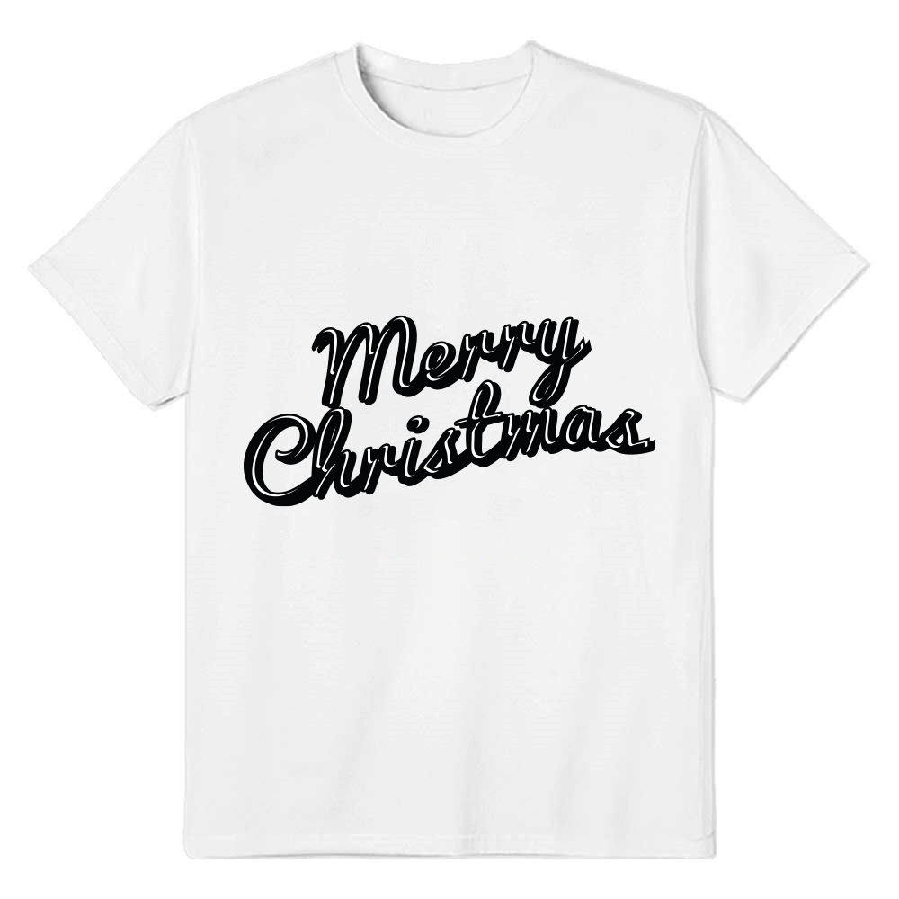 Adult Unisex Christmas Xmas Merry Christmas Letter White Festival T-shirt