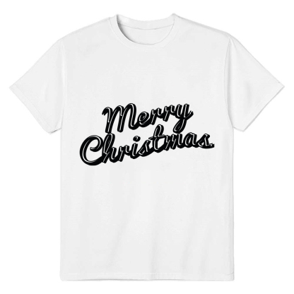 Adult Unisex Christmas Xmas Merry Christmas Letter White Festival T-shirt