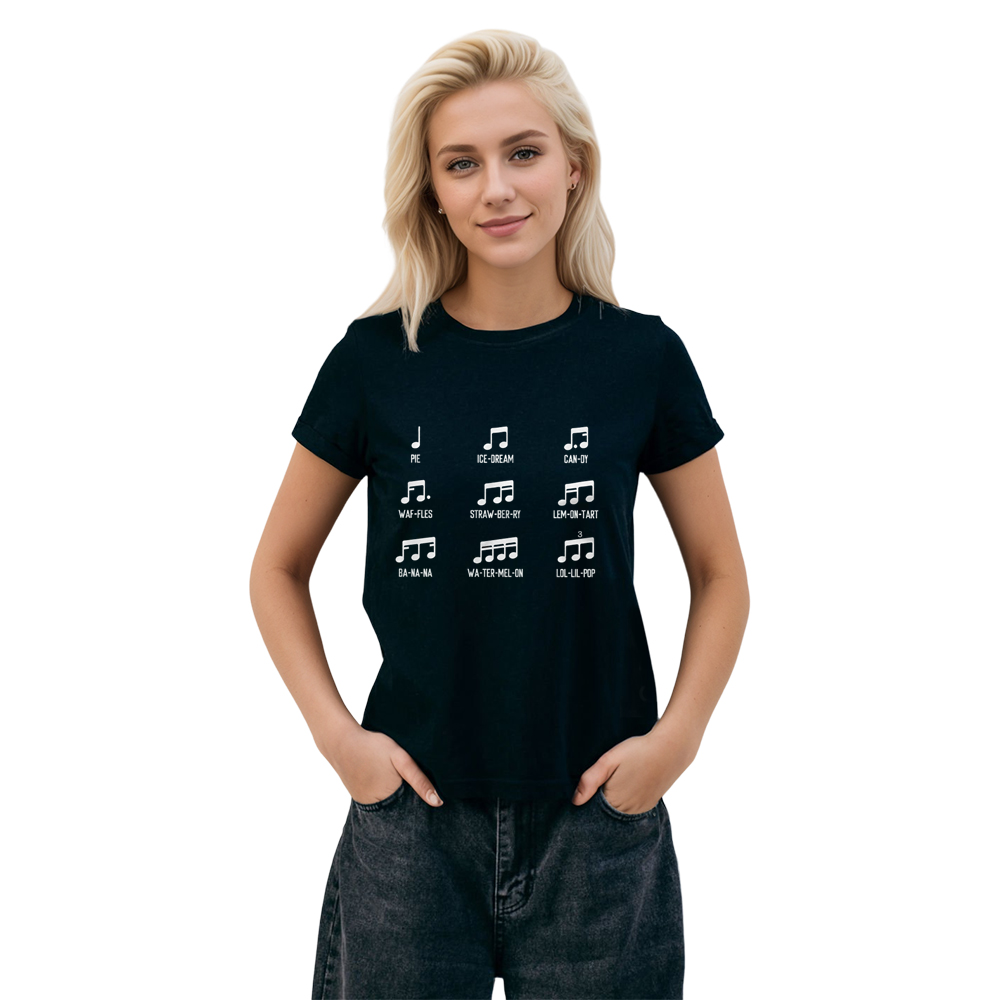 Adult Unisex Funny Musician Notes Music Festival Black T-shirt Costume