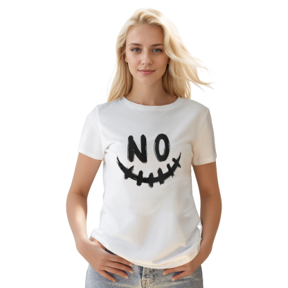 Adult Unisex Letter No Funny White T-shirt Costume