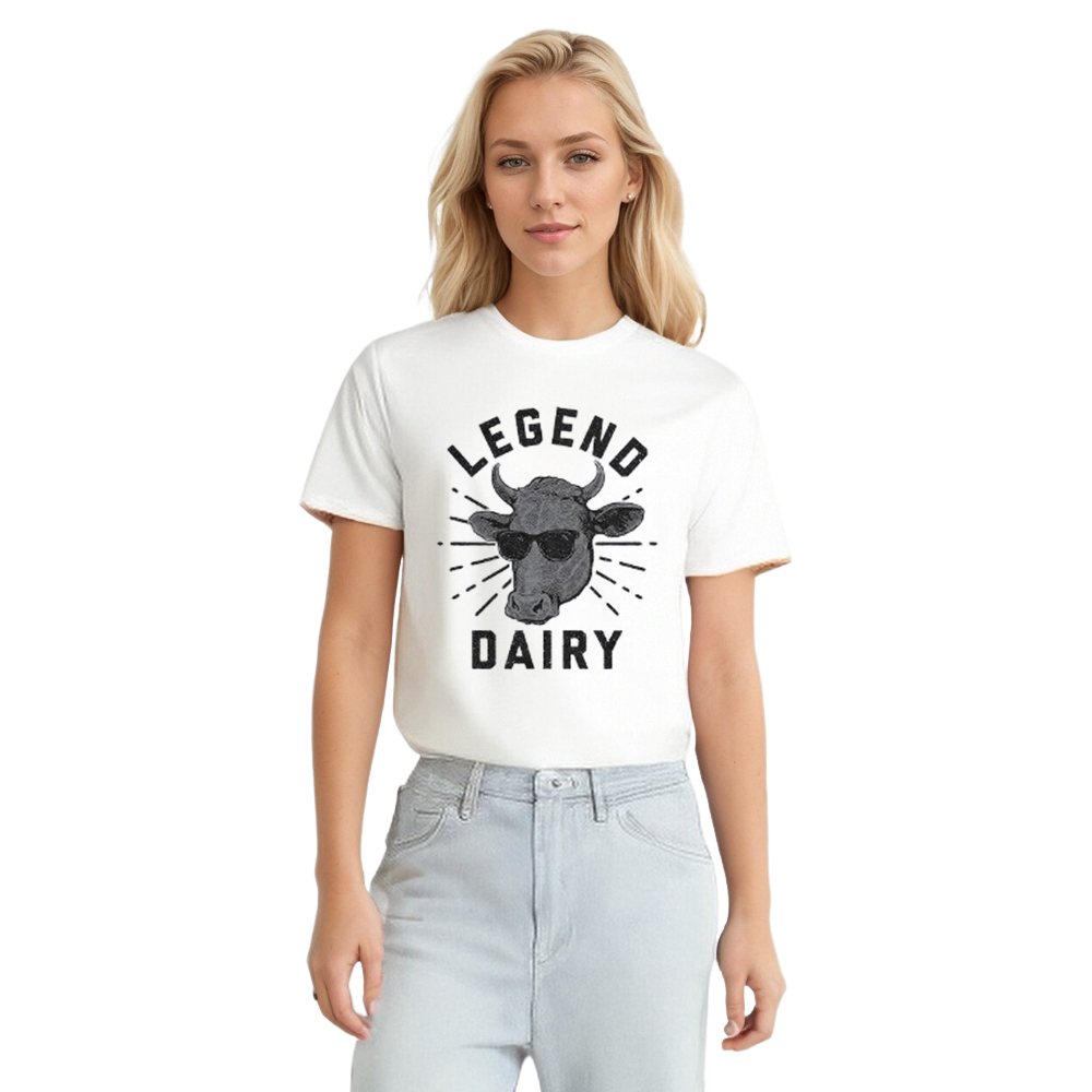 Adult Unisex Cow Sunglasses Graphic Farm Animals Black T-shirt Costume