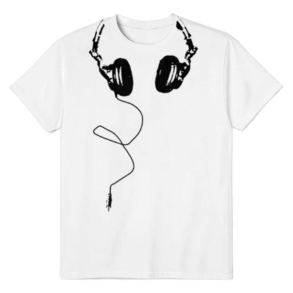Adult Unisex Headphones Music Festival White T-shirt Costume