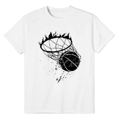 Adult Unisex Fashionable Basketball Round Neck White T-shirt Costume
