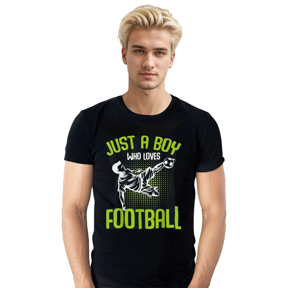 Adult Unisex Just A Boy Who Loves Football Black T-shirt Costume