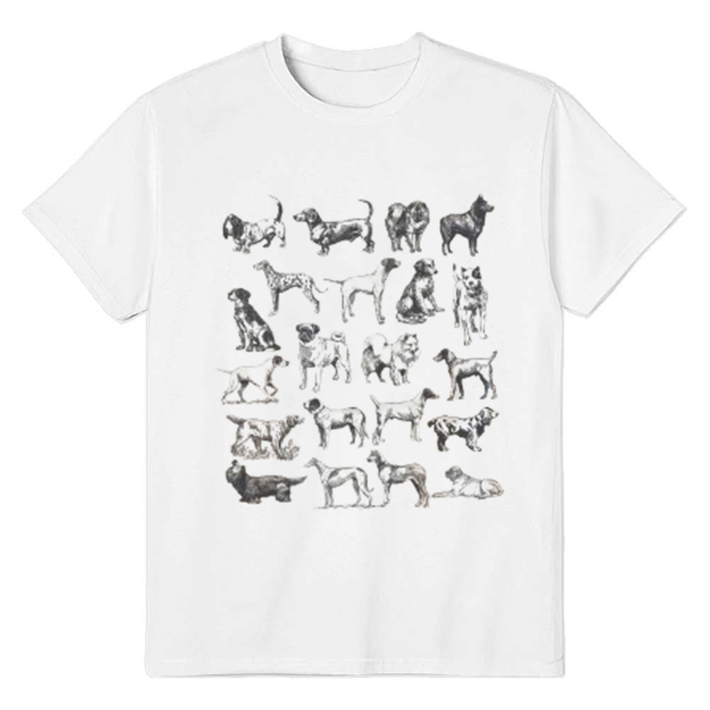 Adult Unisex Vintage Dog Pet Lover White T-shirt Costume