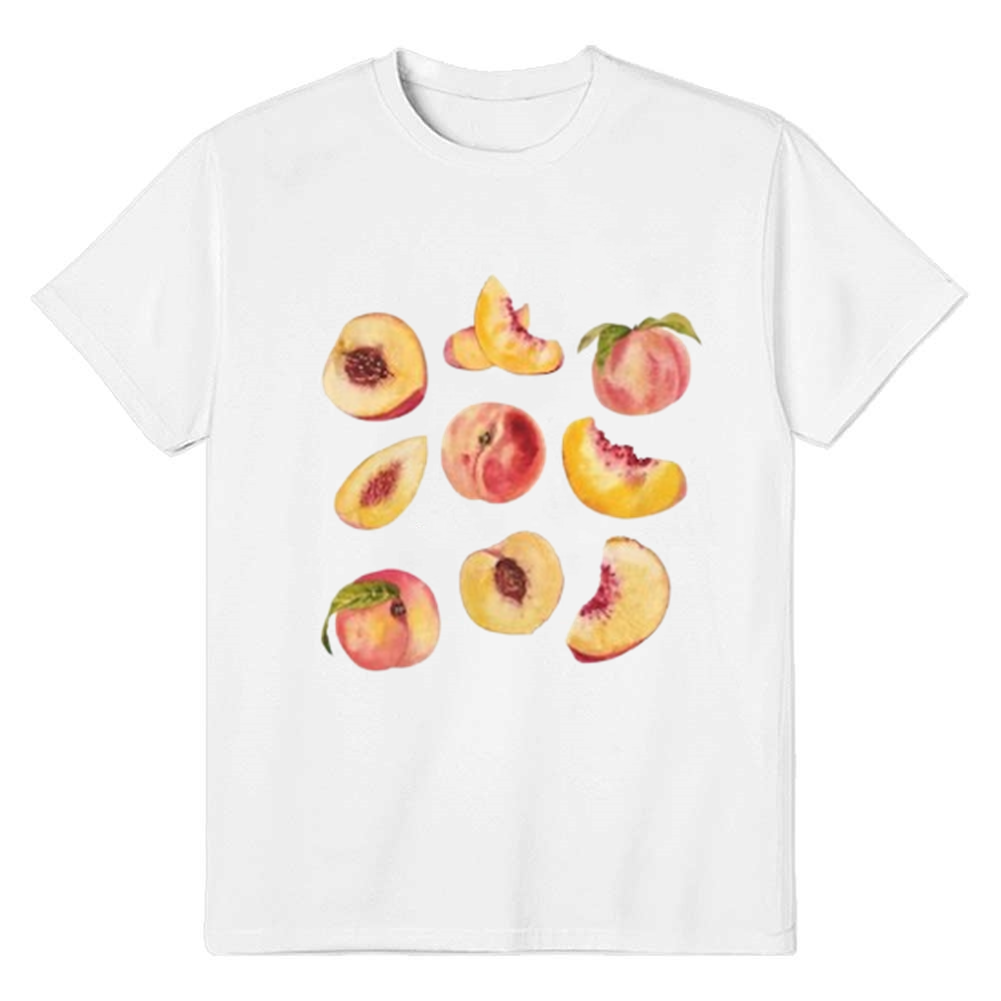 Adult Unisex Peach Fruit Food Lover White T-shirt Costume