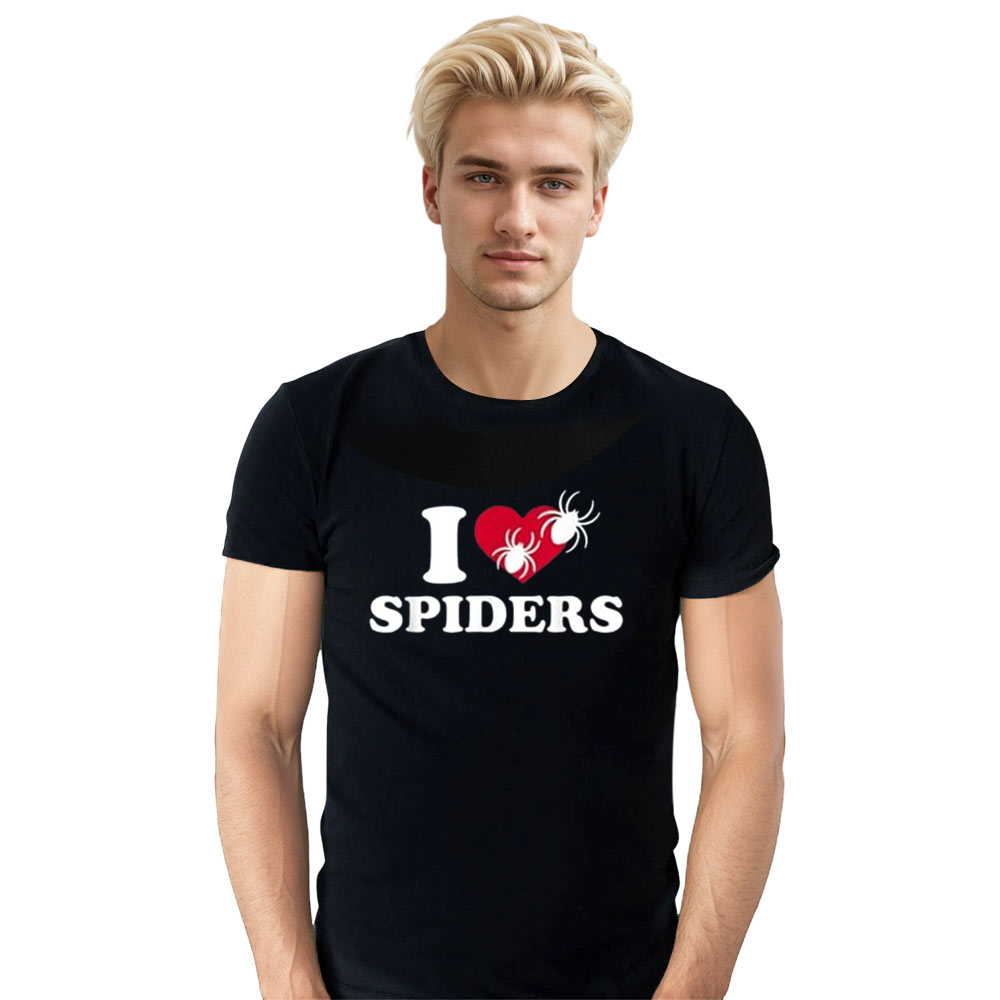Adult Unisex I Love Spiders Halloween Black T-shirt Costume