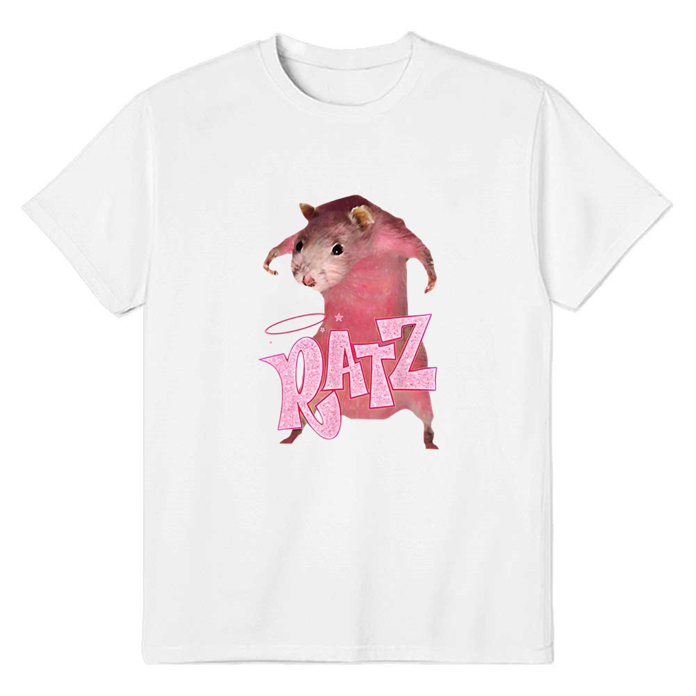 Adult Unisex Internet Pink Rat Meme Tee Trending White T-shirt Costume