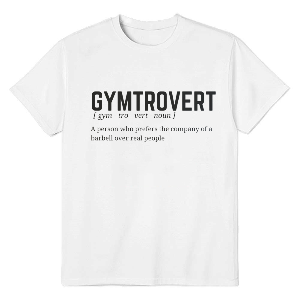 Adult Unisex Funny Gym Work Gymtrovert White T-shirt Costume