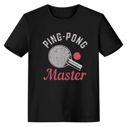 Adult Unisex Ping Pong Master Sport Lover Black T-shirt Costume