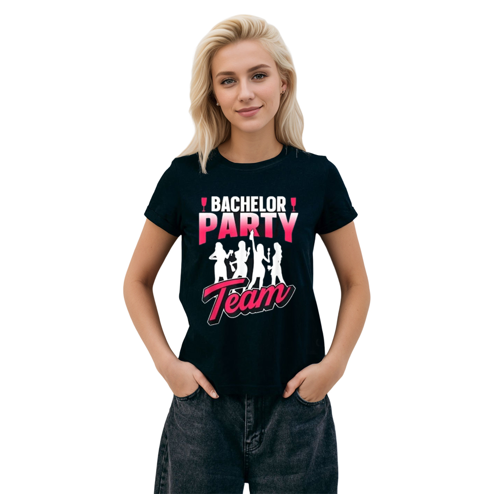 Adult Bachelor Party Bride Team Black T-shirt Costume