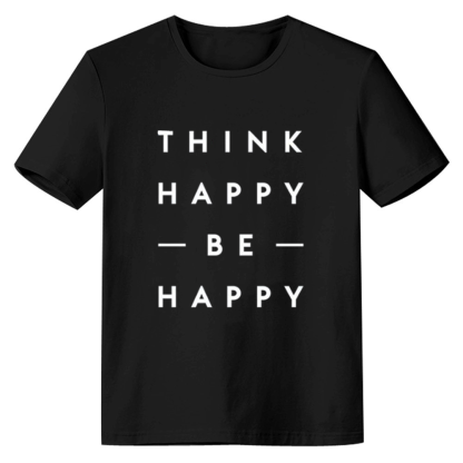 Adult Unisex Think Happy Be Happy Mood Emotion Black T-shirt Costume