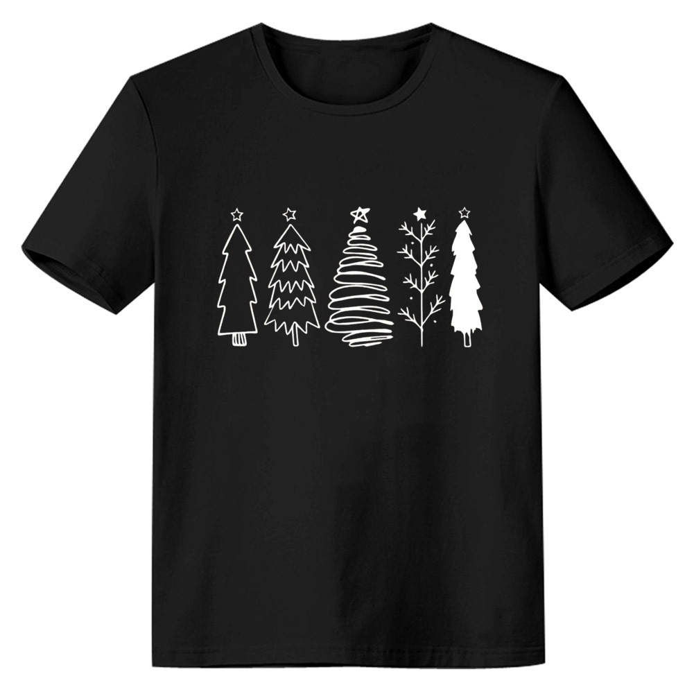 Adult Unisex Xmas Christmas Tree Festival Black T-shirt Costume