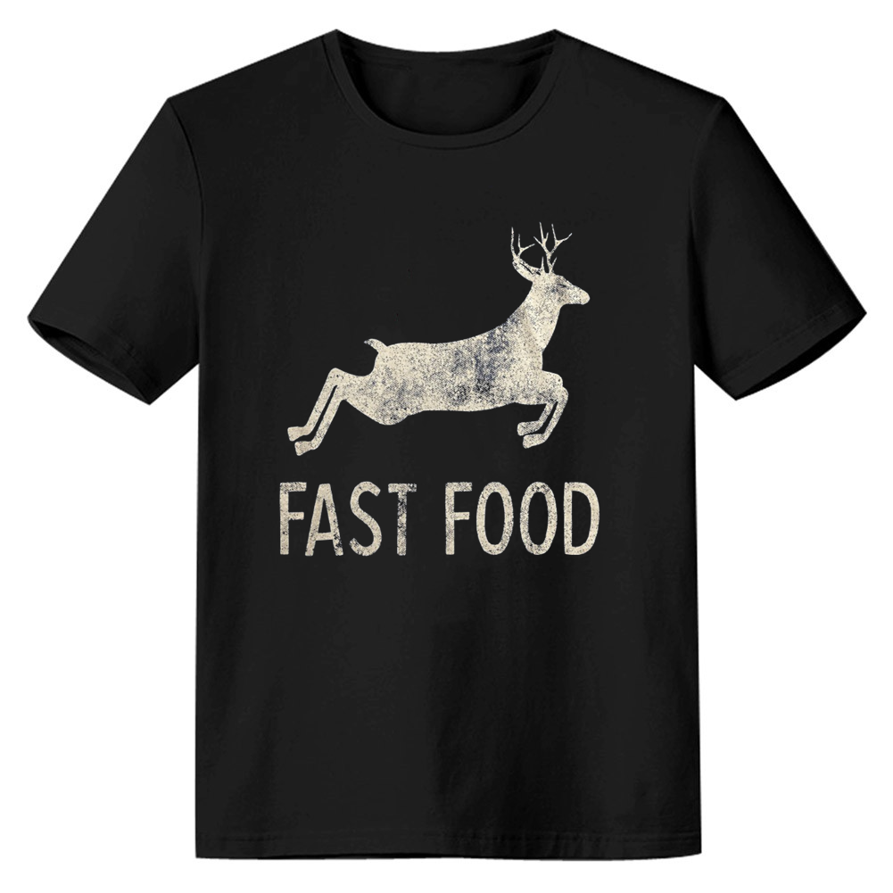 Adult Unisex Funny Joke Hunting Fast Food Deer Deer Black T-shirt