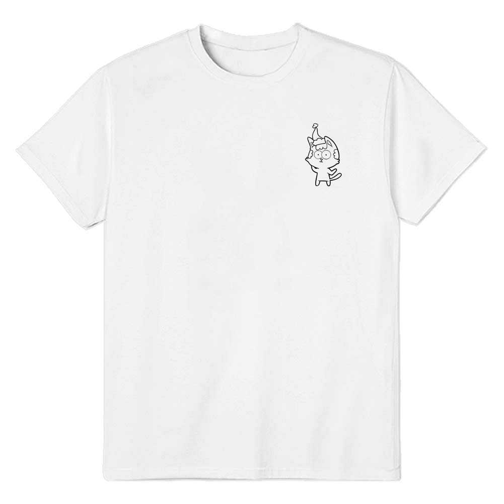 Adult Unisex Cute Cat Logo White Pet Lover T-shirt