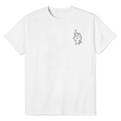 Adult Unisex Cute Cat Logo White Pet Lover T-shirt