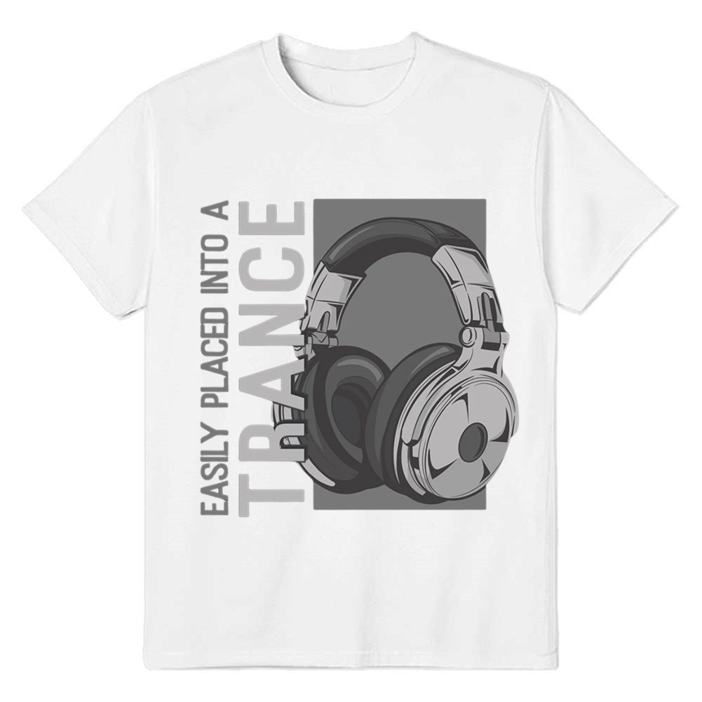 Adult Unisex Trance Music Headphones Music Lover White T-shirt
