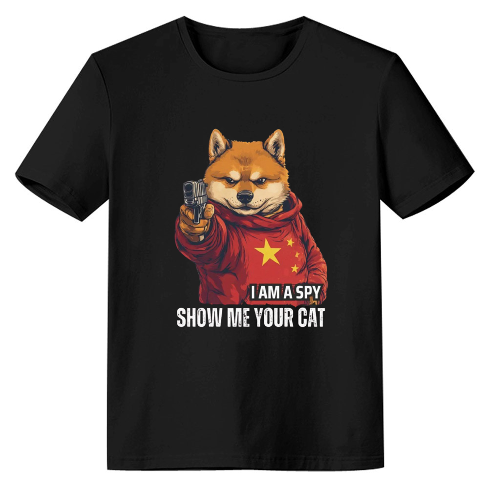 Cat Tax China Spy TikTok Refugee Black T-shirt