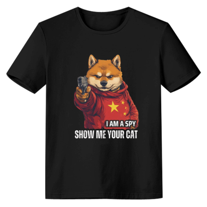 Cat Tax China Spy TikTok Refugee Black T-shirt