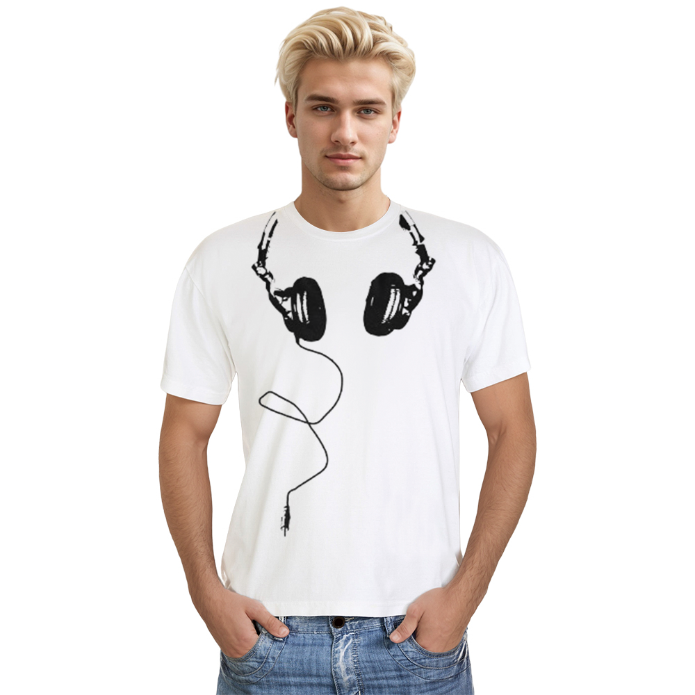 Adult Unisex Headphones Music Festival White T-shirt Costume
