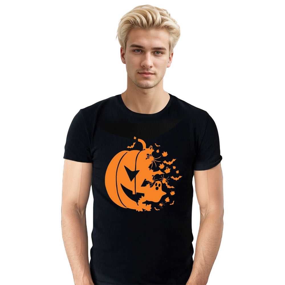 Adult Unisex Halloween Pumpkin Black Pumpkin Tee T-shirt Costume