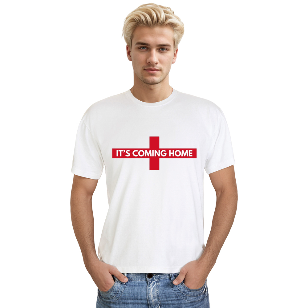 Adult Unisex Football England Its Coming Home White Soccer Fans T-shirt Costume