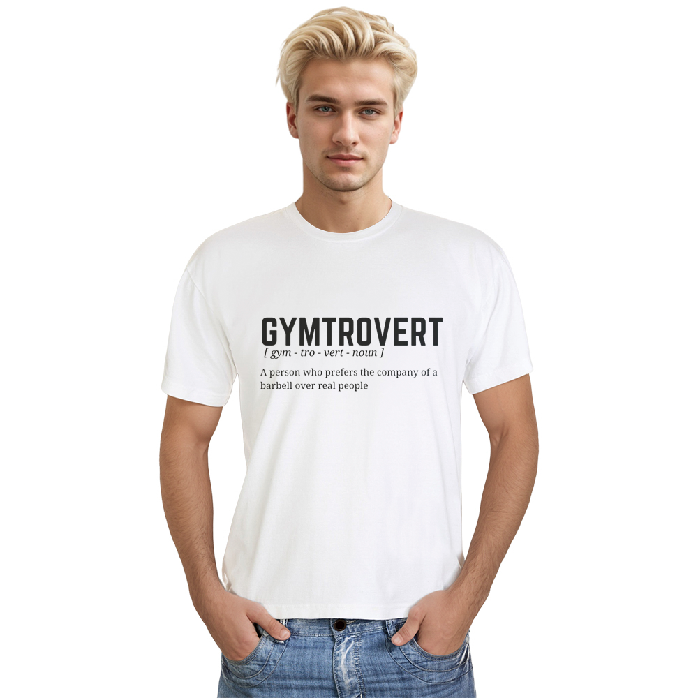 Adult Unisex Funny Gym Work Gymtrovert White T-shirt Costume