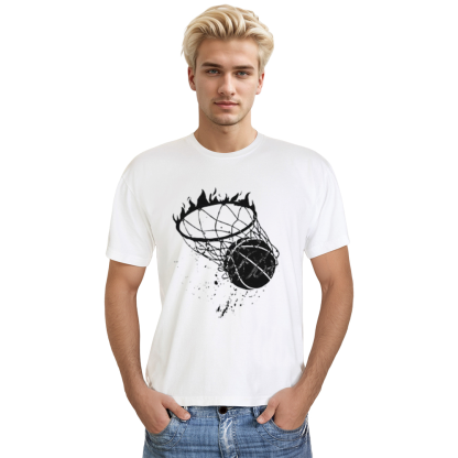 Adult Unisex Fashionable Basketball Round Neck White T-shirt Costume