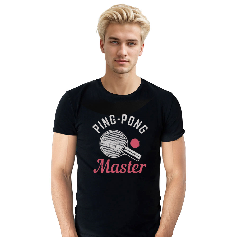 Adult Unisex Ping Pong Master Sport Lover Black T-shirt Costume