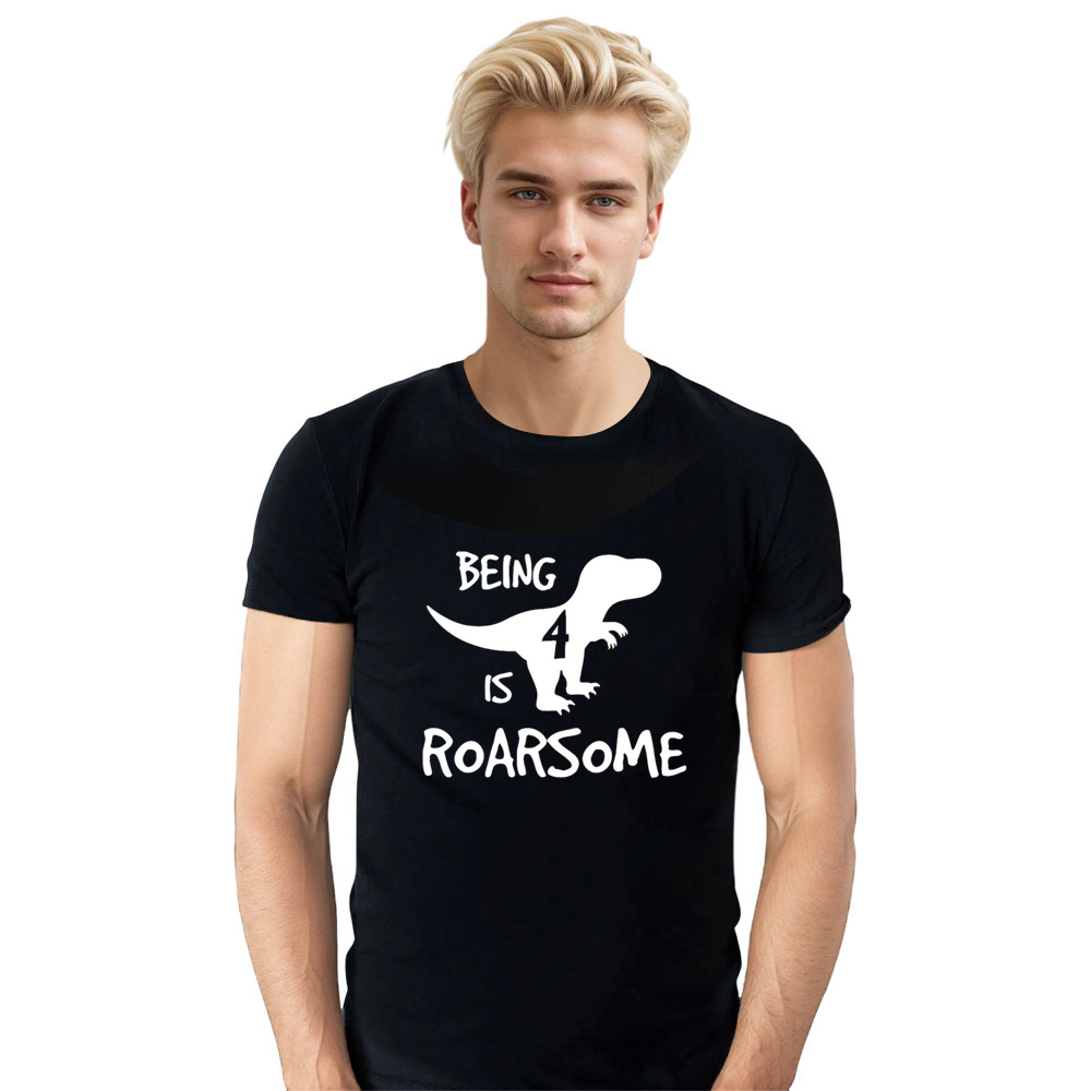 Adult Unisex Dinosaur Is Roarsome Animals Lover Black T-shirt Costume