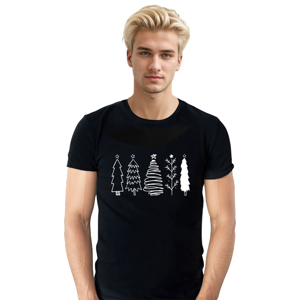 Adult Unisex Xmas Christmas Tree Festival Black T-shirt Costume
