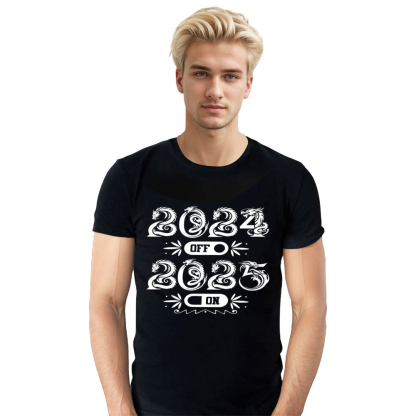 Adult Unisex 2024 Off 2025 On New Year Black Festival T-shirt