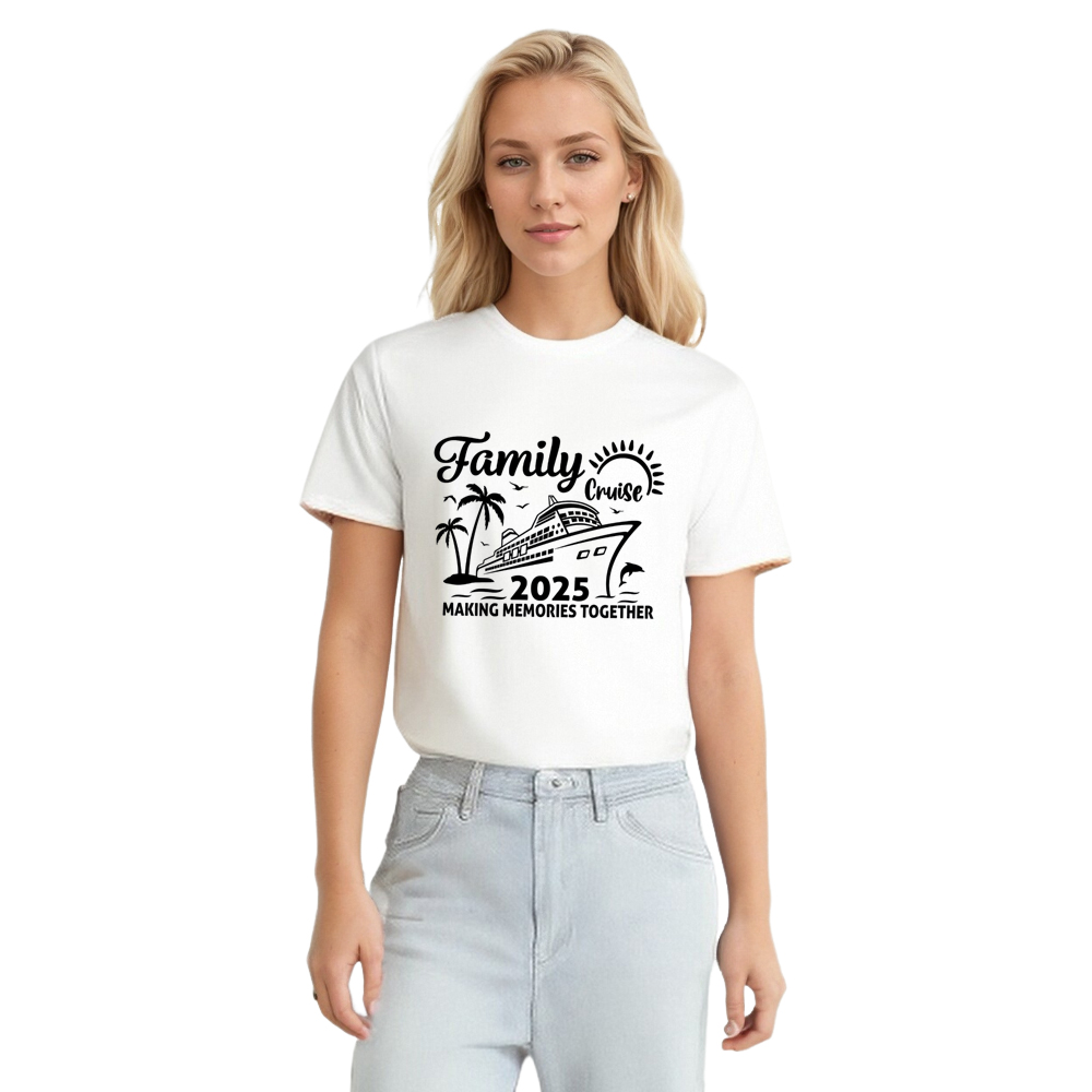 Adult Unisex Family Cruise 2025 Making Memories Together New Year White Festival T-shirt