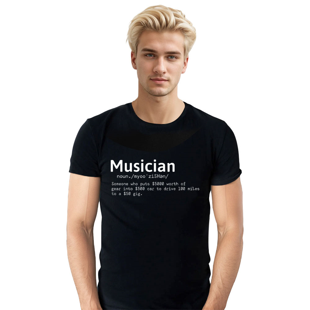 Adult Unisex Musician Therapist Music Lover Black T-shirt