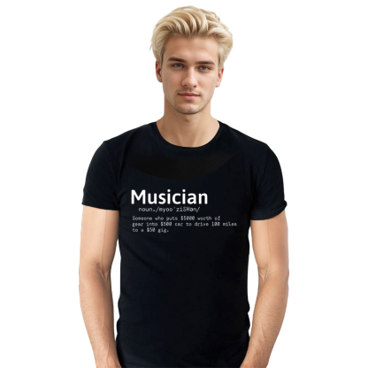 Adult Unisex Musician Therapist Music Lover Black T-shirt