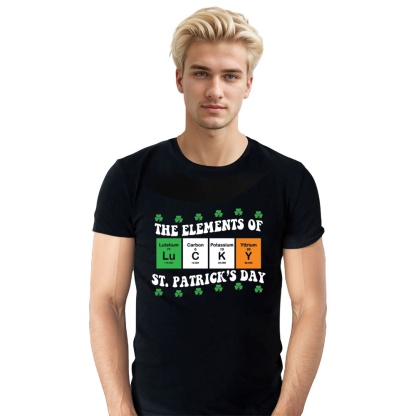 Adult Unisex Periodic Table Lucky St. Patrick's Day Black T-shirt