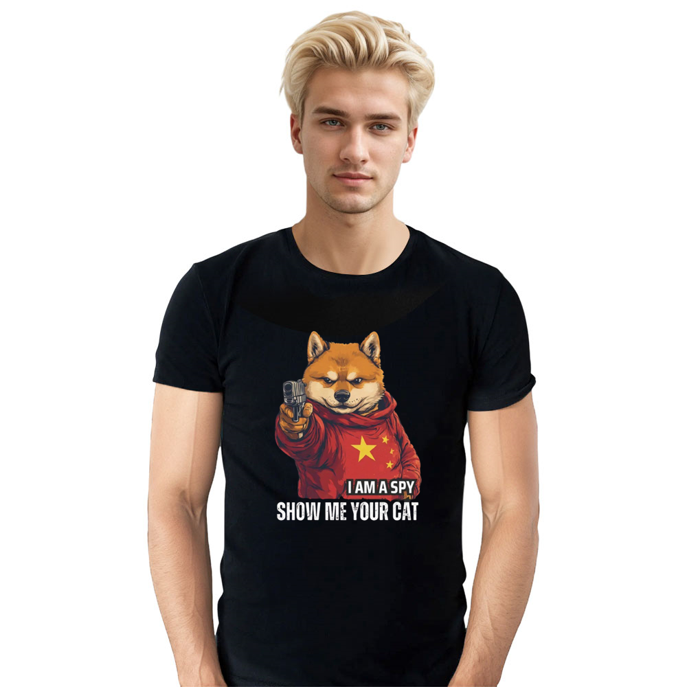 Cat Tax China Spy TikTok Refugee Black T-shirt