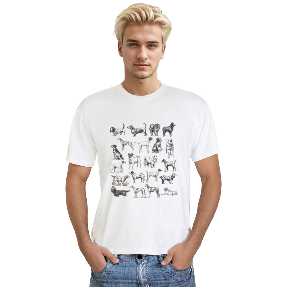 Adult Unisex Vintage Dog Pet Lover White T-shirt Costume