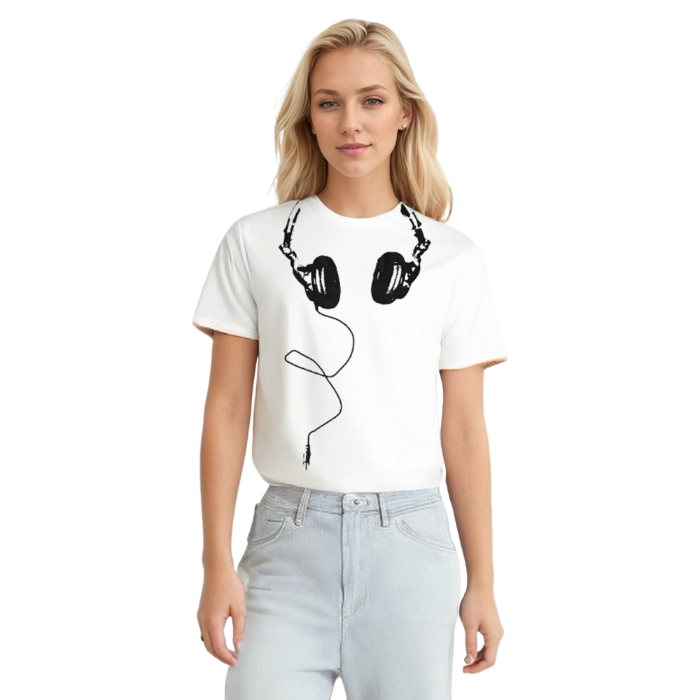 Adult Unisex Headphones Music Festival White T-shirt Costume