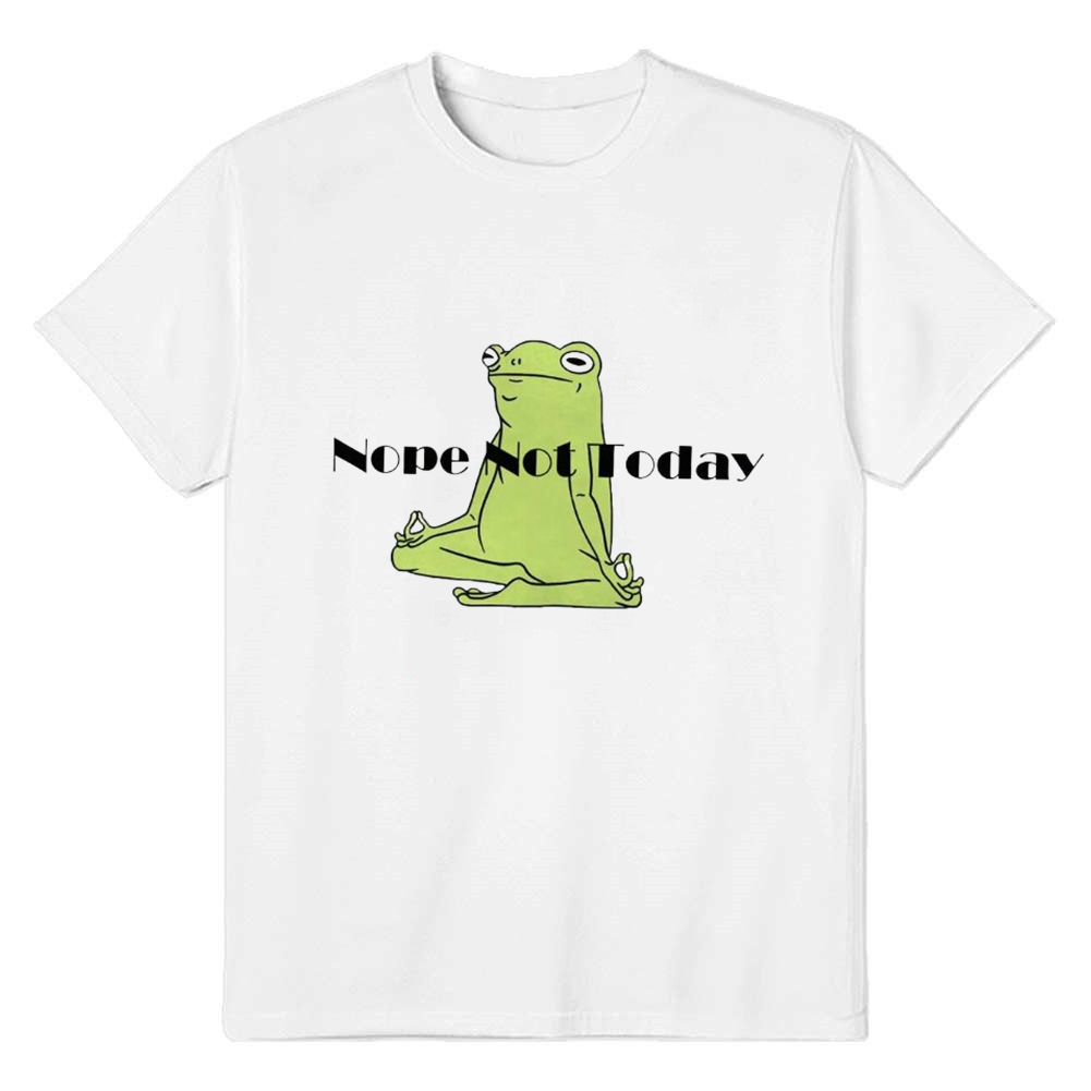 Adult Women Nope Note Today Frog Pattern White T-shirt Costume