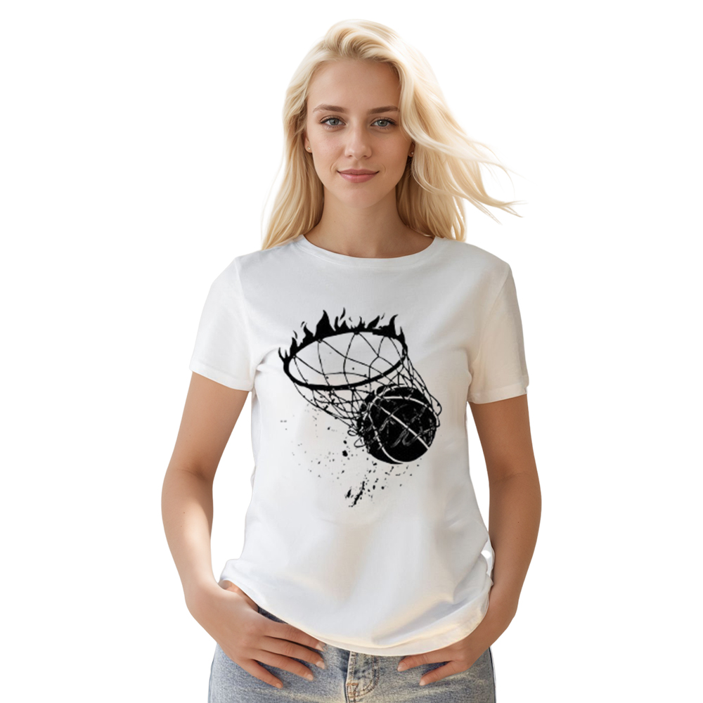 Adult Unisex Fashionable Basketball Round Neck White T-shirt Costume