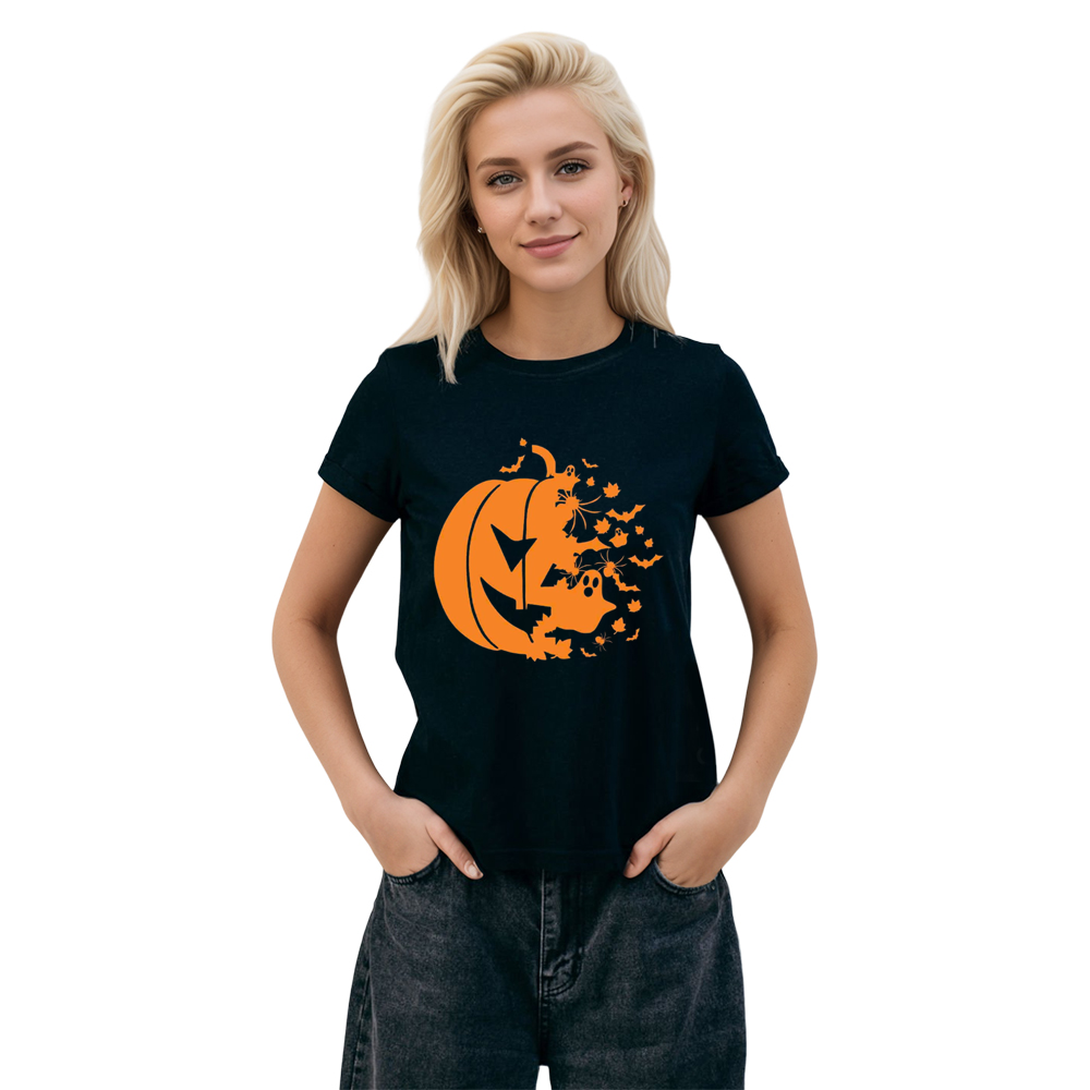 Adult Unisex Halloween Pumpkin Black Pumpkin Tee T-shirt Costume