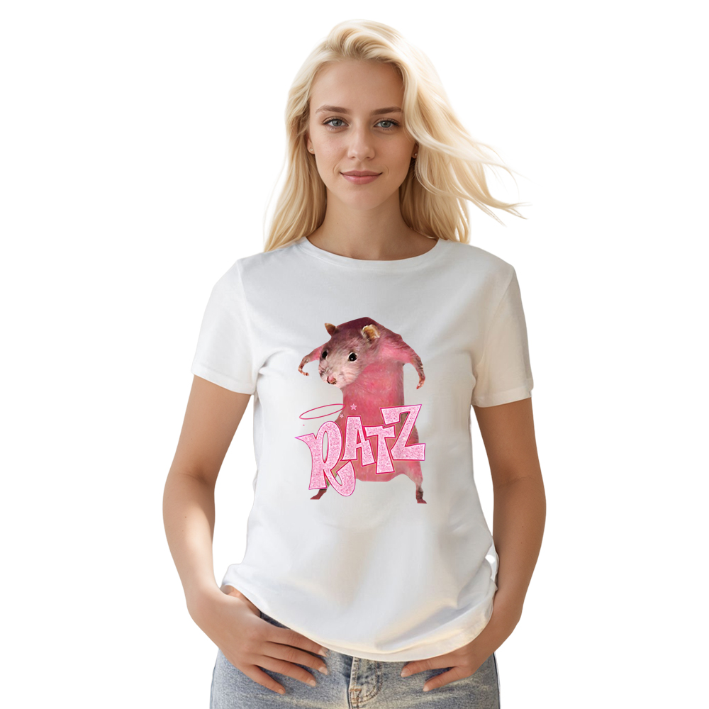 Adult Unisex Internet Pink Rat Meme Tee Trending White T-shirt Costume
