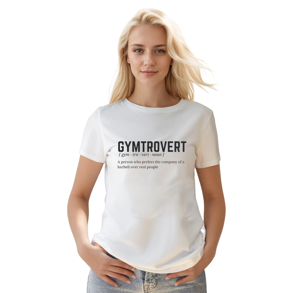 Adult Unisex Funny Gym Work Gymtrovert White T-shirt Costume