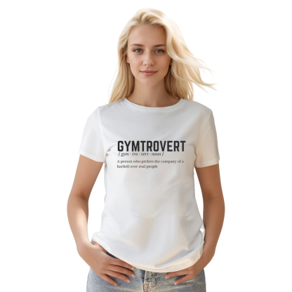 Adult Unisex Funny Gym Work Gymtrovert White T-shirt Costume